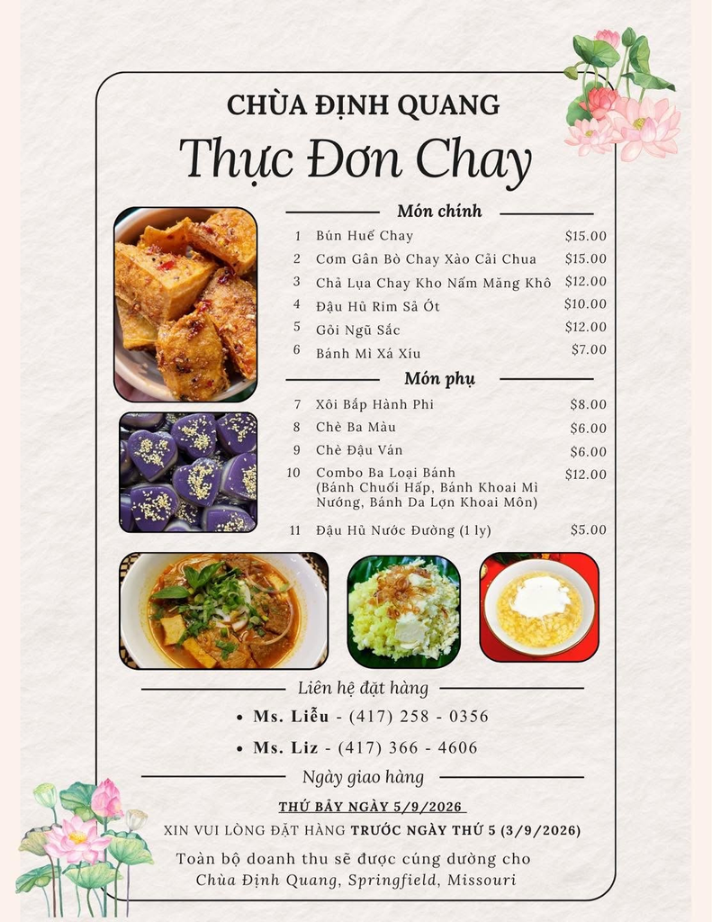 Menu for September 5, 2026 (order by September 3): Dinh Quang Kitchen, Vietnamese language