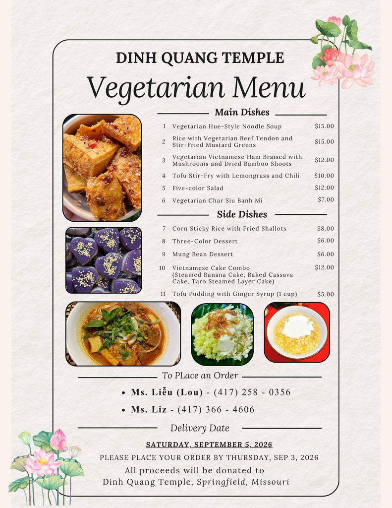 Menu for September 5, 2026 (order by September 3): Dinh Quang Kitchen, English language